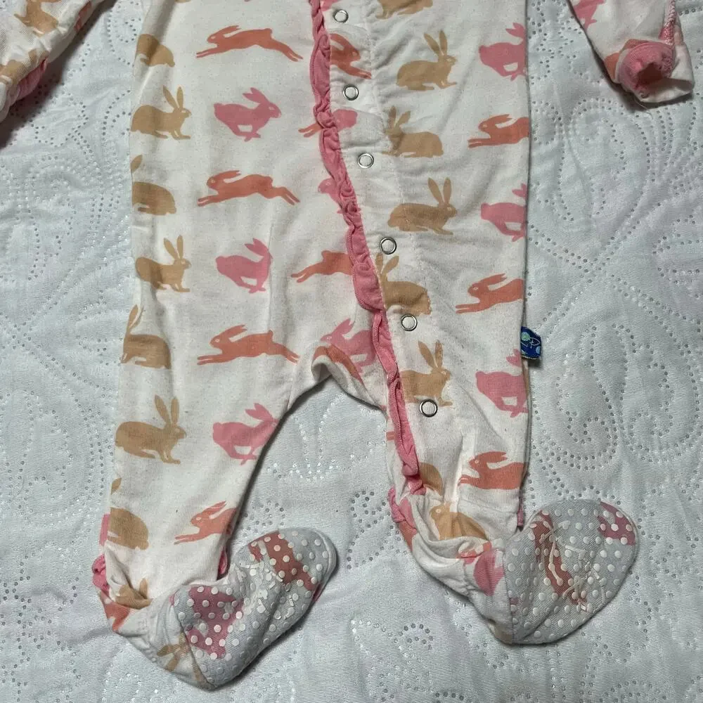 Kickee Pants Bunny Ruffle Bottom Pajamas Size 0-3m